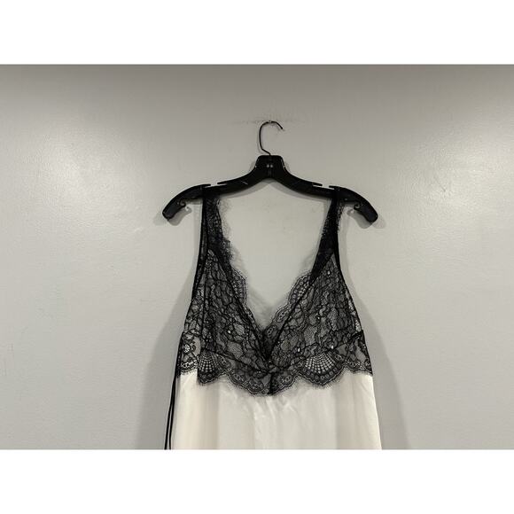 Zara Black White Satin Effect Maxi Long Dress Medium M NEW - Picture 3 of 10